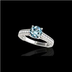 1.82 ctw SI Certified Fancy Blue Diamond Solitaire Ring 10K White Gold