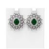 Image 1 : 9.28 ctw Emerald & Diamond Earrings 18K White Gold