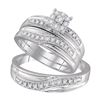 Image 1 : 10kt White Gold His & Hers Round Diamond Solitaire Matching Bridal Wedding Ring Band Set 1/3 Cttw