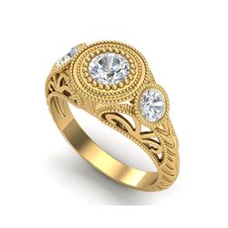 1.06 ctw VS/SI Diamond Solitaire Art Deco 3 Stone Ring 18K Yellow Gold