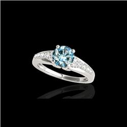 1.40 ctw SI Certified Fancy Blue Diamond Solitaire Ring 10K White Gold
