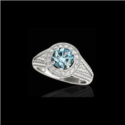 2.17 ctw SI Certified Fancy Blue Diamond Halo Ring 10K White Gold
