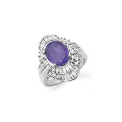 5.20 ctw Tanzanite & Diamond Ring 18K White Gold