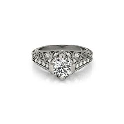 1.25 ctw Certified VS/SI Diamond Antique Ring 18K White Gold