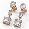 Image 1 : 3.5 ctw Princess Cut Diamond Designer Earrings 18K Rose Gold
