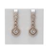 Image 1 : 4.21 ctw Princess Diamond Earrings 18K Rose Gold