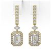 Image 2 : 3 ctw Emerald Cut Diamond Designer Earrings 18K Yellow Gold
