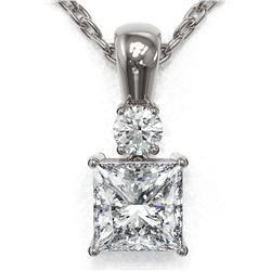 0.6 ctw Princess Cut Diamond Designer Necklace 18K White Gold