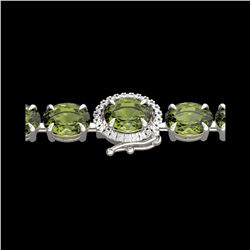 17.25 ctw Green Tourmaline & VS/SI Diamond Micro Bracelet 14K White Gold