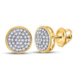 10kt Yellow Gold Round Diamond Circle Cluster Stud Earrings 1/5 Cttw