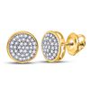 Image 1 : 10kt Yellow Gold Round Diamond Circle Cluster Stud Earrings 1/5 Cttw