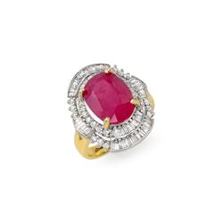 5.75 ctw Ruby & Diamond Ring 14K Yellow Gold