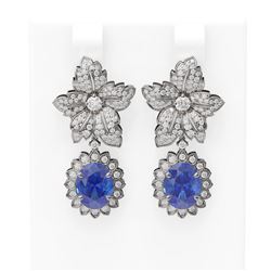 9.3 ctw Tanzanite & Diamond Earrings 18K White Gold
