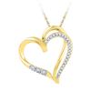 Image 1 : 10kt Yellow Gold Round Diamond Open-center Heart Pendant 1/10 Cttw