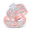 Image 1 : 10kt Rose Gold His & Hers Round Diamond Cluster Twist Matching Bridal Wedding Ring Band Set 1.00 Ctt