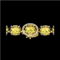 78 ctw Citrine & Micro Pave Diamond Bracelet 14K Yellow Gold