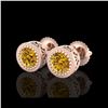 Image 1 : 1.09 ctw Intense Fancy Yellow Diamond Art Deco Earrings 18K Rose Gold
