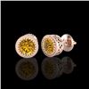 Image 2 : 1.09 ctw Intense Fancy Yellow Diamond Art Deco Earrings 18K Rose Gold