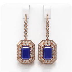 14.16 ctw Sapphire & Diamond Victorian Earrings 14K Rose Gold