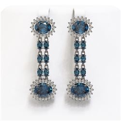 12.82 ctw London Topaz & Diamond Earrings 14K White Gold