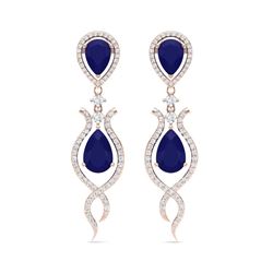 16.57 ctw Sapphire & VS Diamond Earrings 18K Rose Gold