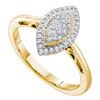 Image 1 : 10kt Yellow Gold Round Diamond Oval Frame Cluster Ring 1/6 Cttw
