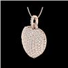Image 2 : 3 ctw Micro Pave VS/SI Diamond Designer Heart Necklace 14K Rose Gold