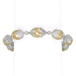 10 ctw Diamond and Pearl Bracelet 18K White Gold