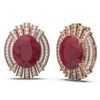 Image 2 : 15.47 ctw Ruby & Diamond Earrings 18K Rose Gold