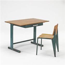 Jean Prouve chair, model #4 and desk, m