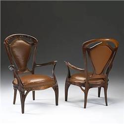 Jacques Gruber armchairs, pair France,