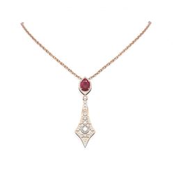 5.1 ctw Ruby & Diamond Necklace 18K Rose Gold