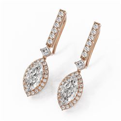 3 ctw Marquise Cut Diamond Designer Earrings 18K Rose Gold