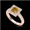 Image 1 : 1.1 ctw Intense Fancy Yellow Diamond Art Deco Ring 18K Rose Gold