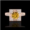 Image 2 : 1.1 ctw Intense Fancy Yellow Diamond Art Deco Ring 18K Rose Gold
