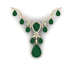 36.14 ctw Emerald & VS Diamond Necklace 18K Yellow Gold