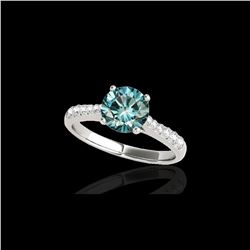 1.25 ctw SI Certified Fancy Blue Diamond Solitaire Ring 10K White Gold