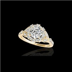 1.5 ctw Certified Diamond Solitaire Halo Ring 10K Yellow Gold