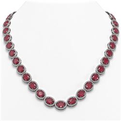 71.87 ctw Ruby & Diamond Micro Pave Halo Necklace 10K White Gold