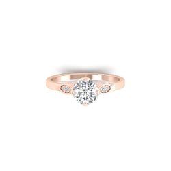 1.05 ctw Certified VS/SI Diamond Art Deco Ring 18K Rose Gold