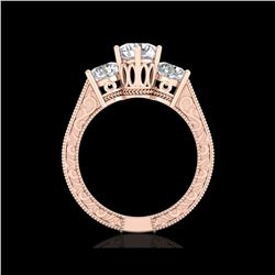 2.01 ctw VS/SI Diamond Solitaire Art Deco 3 Stone Ring 18K Rose Gold