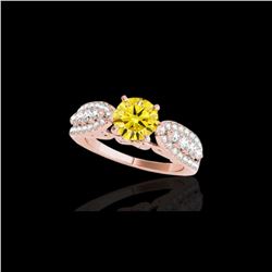 2 ctw Certified SI/I Fancy Intense Yellow Diamond Ring 10K Rose Gold