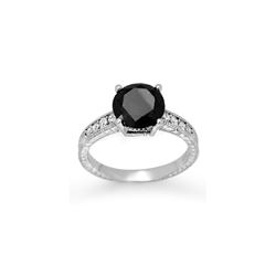 3.0 ctw VS Certified Black & White Diamond Solitaire Ring 18K White Gold