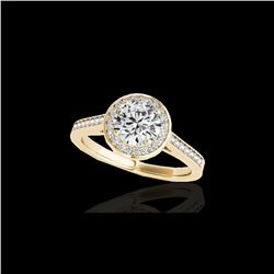 1.33 ctw Certified Diamond Solitaire Halo Ring 10K Yellow Gold