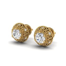 1.31 ctw VS/SI Diamond Solitaire Art Deco Stud Earrings 18K Yellow Gold