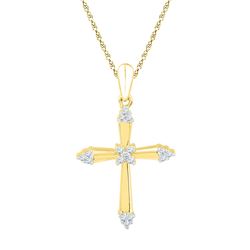 10kt Yellow Gold Round Diamond Cross Pendant 1/10 Cttw