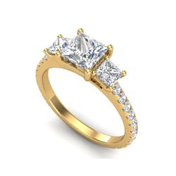 2.14 ctw Princess VS/SI Diamond Art Deco 3 Stone Ring 18K Yellow Gold