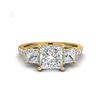 Image 2 : 2.14 ctw Princess VS/SI Diamond Art Deco 3 Stone Ring 18K Yellow Gold
