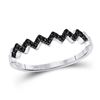 Image 1 : 10kt White Gold Round Black Color Enhanced Diamond Chevron Band Ring 1/6 Cttw