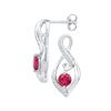 Image 1 : Sterling Silver Round Lab-Created Ruby Diamond Infinity Screwback Earrings 1/10 Cttw
